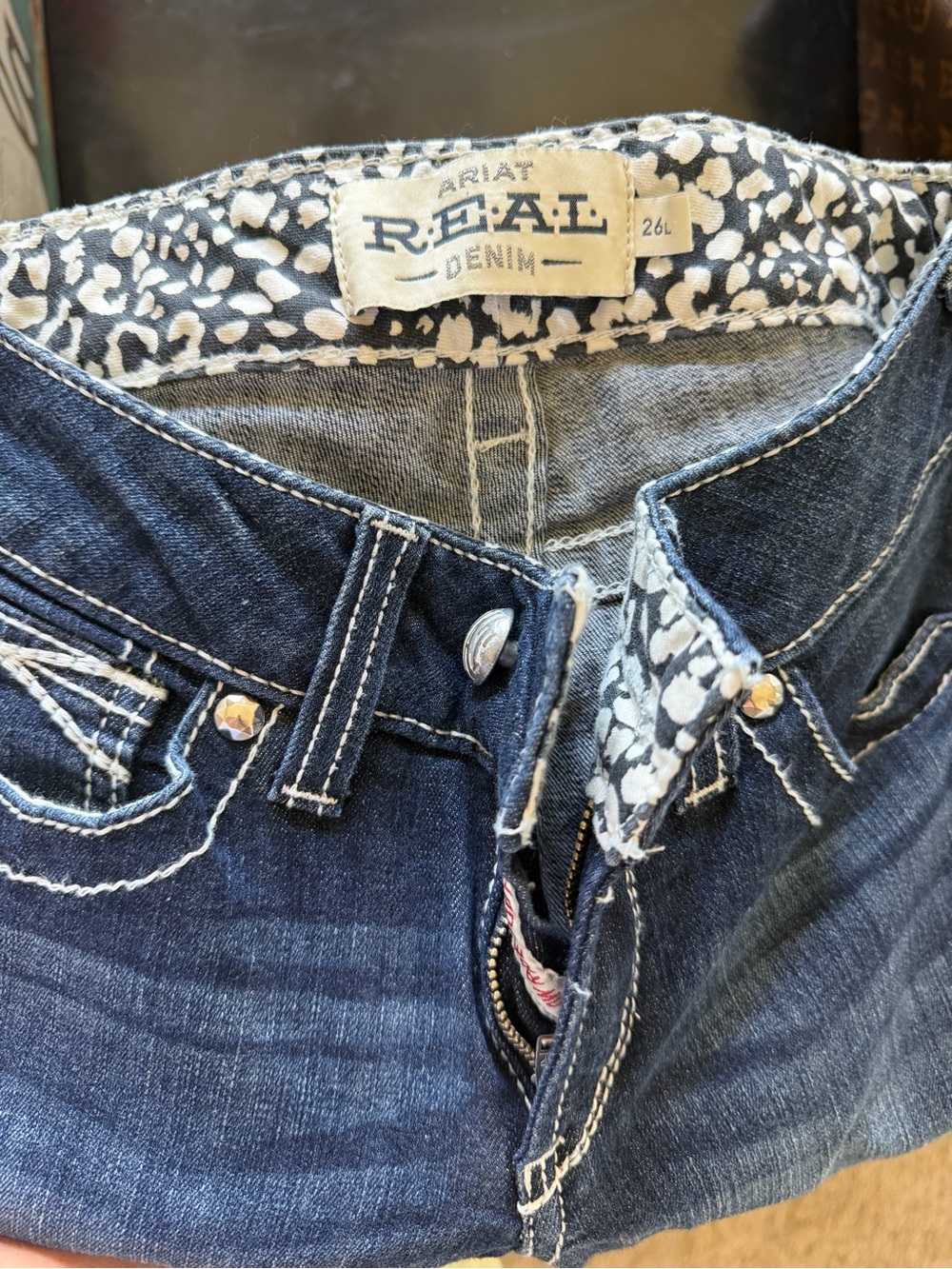 Ariat Women's Dark Blue Boot Cut Jeans with Decorative Trim